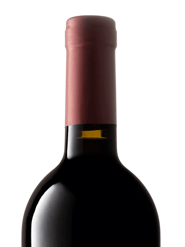 Collo della bottiglia di vino rosso Grinera IGT Colli Trevigiani Merlot prodotto da Cantina Barchessa Loredan a Volpago del Montello.